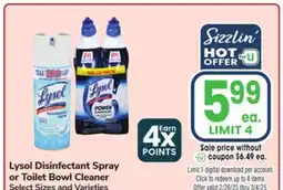 Jewel-Osco Lysol Disinfectant Spray or Toilet Bowl Cleaner offer