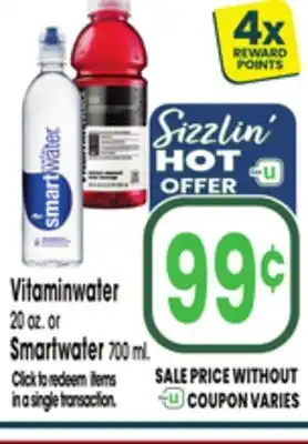 Jewel-Osco Vitaminwater 20 oz. or Smartwater 700 ml offer