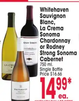 Jewel-Osco Whitehaven Sauvignon Blanc, La Crema Sonoma Chardonnay or Rodney Strong Sonoma Cabernet offer