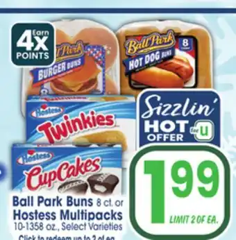 Jewel-Osco Ball Park Buns 8 ct. or 8 ct. or Hostess Multipacks Multipacks offer