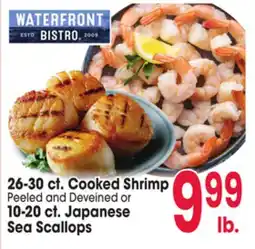 Jewel-Osco 26-30 ct. Cooked Shrimp Peeled and Deveined or 10-20 ct. Japanese Sea Scallops offer