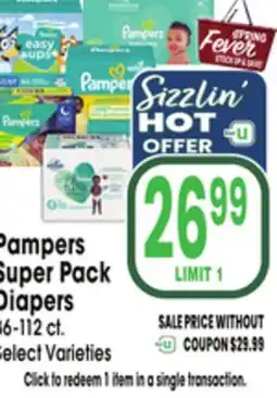 Jewel-Osco Pampers Super Pack Diapers offer