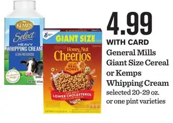 Mariano's General Mills Giant Size Cereal or Kemps Whipping Cream offer