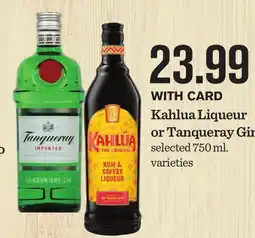 Mariano's Kahlua Liqueur or Tanqueray Gin offer