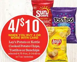 Mariano's Lay's Potato or Kettle Cooked Potato Chips, Tostitos or Sunchips offer