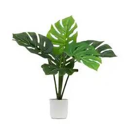 Walmart Mainstays 20H Artificial Indoor Monstera Plant in Plastic Vanilla Plant Container offer