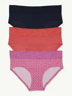 Walmart Joyspun Women's Modal and Lace Hipster Panties, 3-Pack, Sizes XS-3XL offer