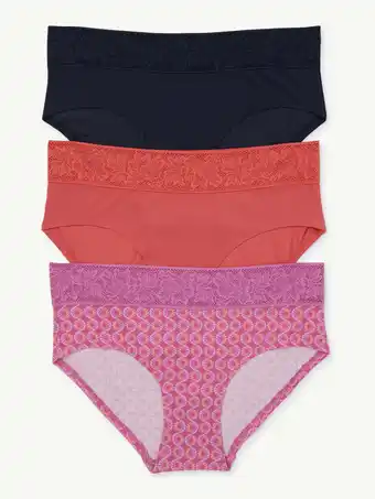 Walmart Joyspun Women's Modal and Lace Hipster Panties, 3-Pack, Sizes XS-3XL offer