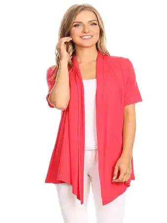 Walmart MOA COLLECTION Women's Basic Casual Solid Short Sleeve Open Front Cardigan (S-3X) Made in USA offer