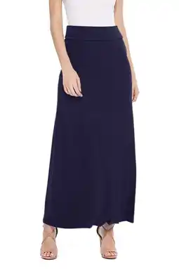 Walmart Moa Collection Women's Maxi Length High Waist Foldable Waistband Solid Skirt offer