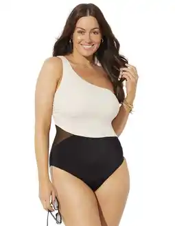 Walmart Swimsuits for All Women's Plus Size One Shoulder One Piece Swimsuit offer