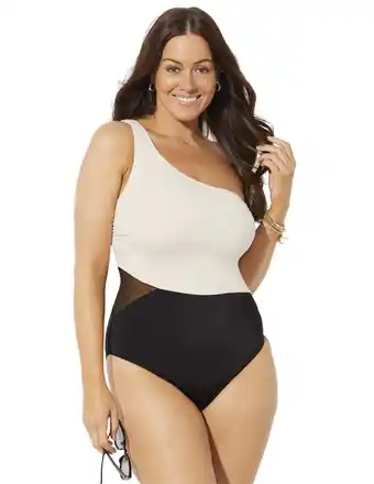 Walmart Swimsuits for All Women's Plus Size One Shoulder One Piece Swimsuit offer