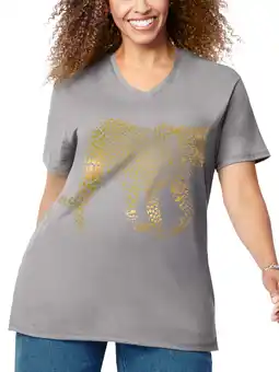 Walmart Just My Size Women's Plus Size Graphic Short Sleeve V-neck Tee offer