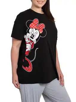 Walmart Womens Plus Size Disney Minnie Mouse Leaning Short Sleeve T-Shirt Black offer