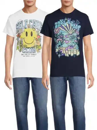 Walmart Self Care Club & Take a Trip With Nature Short Sleeve Men's Graphic Tees, 2-Pack offer