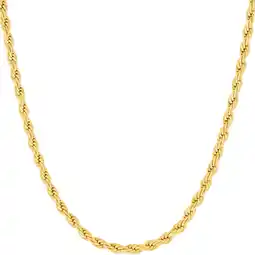 Walmart LIFETIME JEWELRY 3mm Rope Chain Necklace 24k Real Gold Plated-Women and Men (18 mm) offer