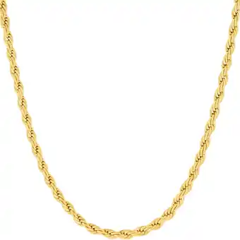 Walmart LIFETIME JEWELRY 3mm Rope Chain Necklace 24k Real Gold Plated-Women and Men (18 mm) offer