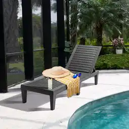 Walmart Costway Patio Lounge Chair Chaise Recliner Weather Resistant Adjustable Black offer