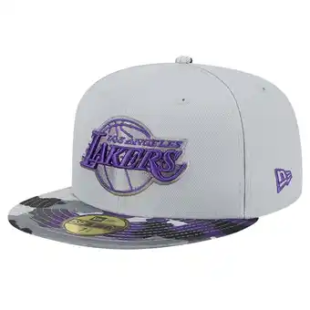 Walmart Men's New Era Gray Los Angeles Lakers Active Color Camo Visor 59FIFTY Fitted Hat offer