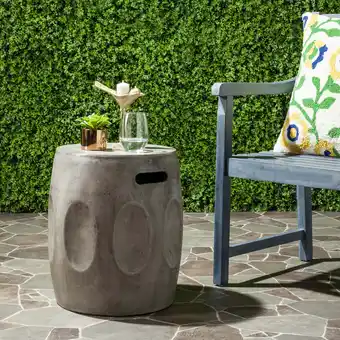 Walmart Safavieh Zuri Outdoor Modern Concrete Round Accent Table - Dark Grey offer