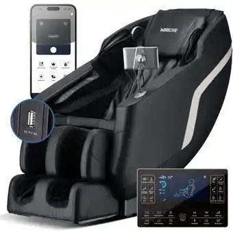 Walmart BOSSCARE Full Body Shiatsu Recliner Massage Chair Zero Gravity with USB Port and App, Black offer