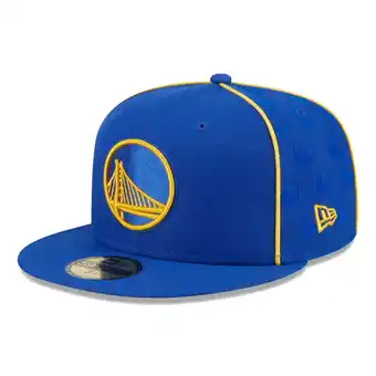 Walmart Men's New Era Royal Golden State Warriors Piped & Flocked 59Fifty Fitted Hat offer