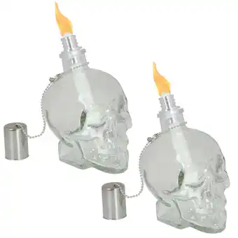 Walmart Sunnydaze Grinning Skull Glass Tabletop Torches - Clear - Set of 2 offer