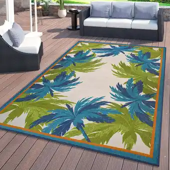 Walmart World Rug Gallery Tropical Floral Border Flatweave Indoor/Outdoor Area Rug - GREEN 5' X 7' offer