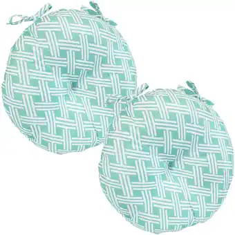 Walmart Sunnydaze 15 x 15 Green Woven Diamond Bistro Seat Cushions for Outdoor Chairs, 2 Count offer