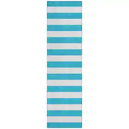 Walmart Addison Rugs Machine Washable Indoor/ Outdoor Cabana Striped Chantille Rug Teal - 2'3 x 7'6 offer