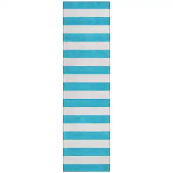 Walmart Addison Rugs Machine Washable Indoor/ Outdoor Cabana Striped Chantille Rug Teal - 2'3 x 7'6 offer