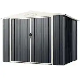 Walmart Gymax 8 x 6.3 FT Metal Outdoor Storage Shed w/ Lockable Door Pitched Tool Shed Roof offer