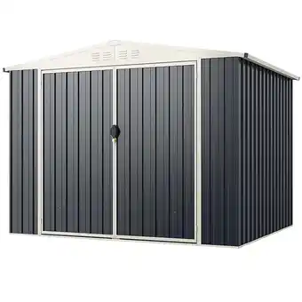 Walmart Gymax 8 x 6.3 FT Metal Outdoor Storage Shed w/ Lockable Door Pitched Tool Shed Roof offer