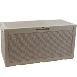 Walmart Sunnydaze Faux Rattan Outdoor Lockable Deck Storage Box - 100-Gal. - Driftwood offer