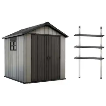 Walmart Keter Oakland 7 x 7.5 Foot Outdoor Storage Shed with 40 Steel Shelf Kit offer