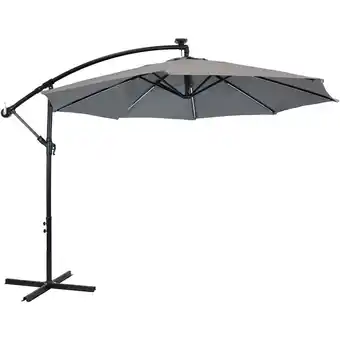 Walmart Sunnydaze 95 Smoke Solid Octagon Cantilever Umbrella with Solar Lights offer