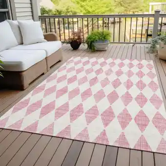 Walmart Addison Rugs Machine Washable Indoor/ Outdoor Chantille Diamonds Rug Pink - 5' x 7'6 offer