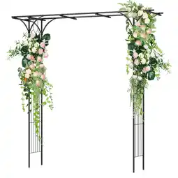 Walmart Costway 81 Metal Garden Arbor Garden Arch Trellis Wedding Arch Decoration Black offer