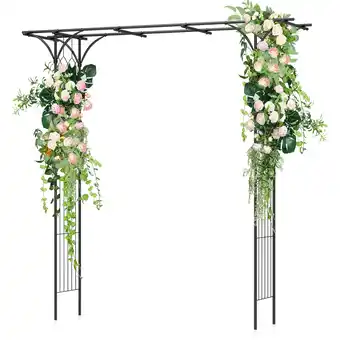 Walmart Costway 81 Metal Garden Arbor Garden Arch Trellis Wedding Arch Decoration Black offer