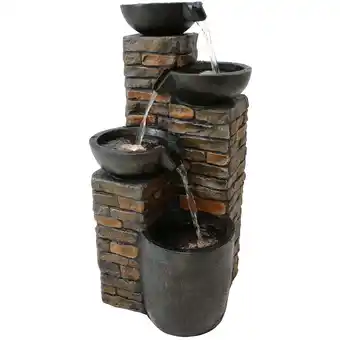 Walmart Sunnydaze Staggered Bowls Polyresin Outdoor Water Fountain with Light offer