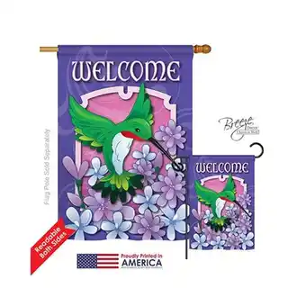 Walmart Breeze Decor 05033 Birds Welcome Hummingbird 2-Sided Vertical Impression House Flag - 28 x 40 in offer