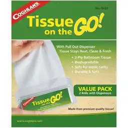 Walmart Coghlan's Tissue On The Go 2-Ply Toilet Paper, Biodegradable, 2 Rolls Pack offer