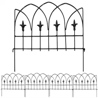 Walmart Sunnydaze Bayonne 19 x 19 Black Steel Decorative Garden Fence Panels (5 Count) offer