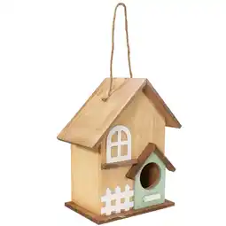 Walmart Sunnydaze Country Cottage Hanging Wood Small Bird Outdoor Bird House offer