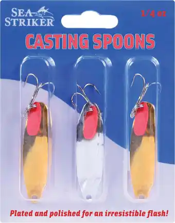 Walmart Sea Striker Casting Spoon Saltwater Fishing Lure w/ Teaser Tab, 1/4 Ounce, 3-pack, Fishing Spoons offer