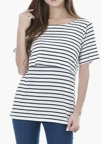 Walmart Shunvnny Women's Nursing Tops Striped Crew Neck Short Sleeve Maternity T-Shirts Perfect for Summer offer