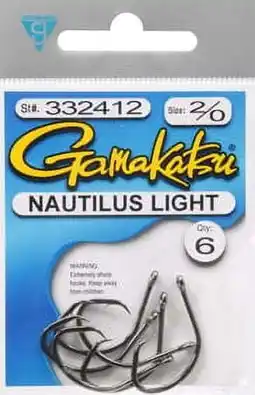 Walmart Gamakatsu Nautilus Light Black - Size 2/0 - 332412 offer