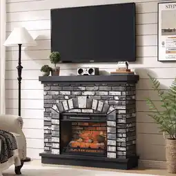 Walmart SinCiDo Electric Fireplace with Mantel for 42 TV Stand, Remote Control, Adjustable Flame, 1400W offer