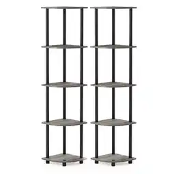 Walmart Furinno Shelves 11.6W X 11.6D X 57.7H 5-Shelf Freestanding Shelves, Gray and Black offer