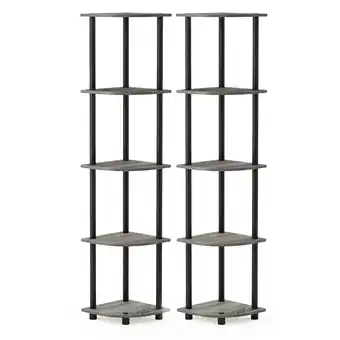 Walmart Furinno Shelves 11.6W X 11.6D X 57.7H 5-Shelf Freestanding Shelves, Gray and Black offer